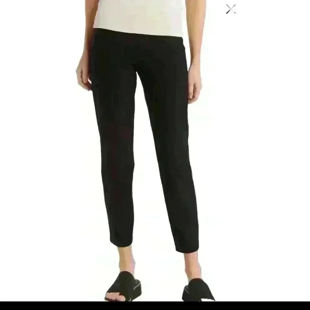 Eileen Fisher Womens Black Stretch Crepe Slim Ankle Pants PM